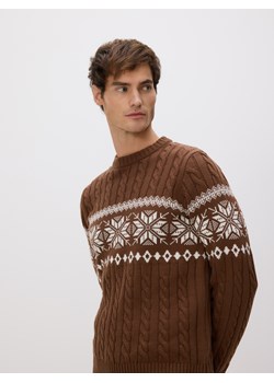 Reserved - Sweter z warkoczowym splotem - brązowy ze sklepu Reserved w kategorii Swetry męskie - zdjęcie 187497523