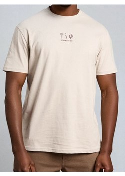 Sinsay - Bawełniana koszulka z nadrukiem - beżowy ze sklepu Sinsay w kategorii T-shirty męskie - zdjęcie 187497924