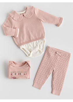 Reserved - Dzianinowy komplet - brudny róż ze sklepu Reserved w kategorii Komplety niemowlęce - zdjęcie 187498613