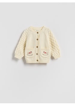 Reserved - Bawełniany kardigan z haftem - złamana biel ze sklepu Reserved w kategorii Bluzy i swetry - zdjęcie 187498614