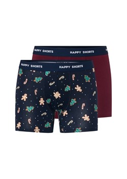 HAPPY SHORTS Bokserki w 2-paku Mężczyźni Bawełna granatowy nadruk ze sklepu vangraaf w kategorii Majtki męskie - zdjęcie 187498890