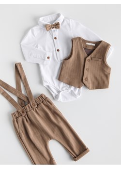 Reserved - Elegancki komplet z muszką - ciemnobrązowy ze sklepu Reserved w kategorii Komplety niemowlęce - zdjęcie 187499000