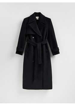 Reserved - Płaszcz z wełną - czarny ze sklepu Reserved w kategorii Płaszcze damskie - zdjęcie 187499001