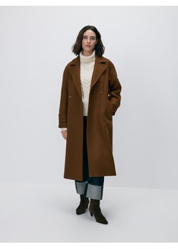 Reserved - Płaszcz z wełną Manteco - brązowy ze sklepu Reserved w kategorii Płaszcze damskie - zdjęcie 187499033