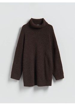 Reserved - Długi sweter z golfem - ciemnobrązowy ze sklepu Reserved w kategorii Swetry damskie - zdjęcie 187499514