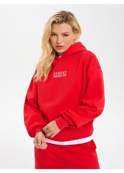 Sinsay - Bluza hoodie z bawełną - czerwony ze sklepu Sinsay w kategorii Bluzy damskie - zdjęcie 187500420
