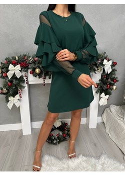 Ciemnozielona Sukienka z Falbankami ze sklepu ModnaKiecka.pl w kategorii Sukienki - zdjęcie 187501253