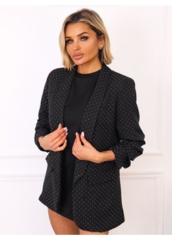 MARYNARKA ZDOBIONA CYRKONIAMI- CZARNA ze sklepu olika.com.pl w kategorii Marynarki damskie - zdjęcie 187503121