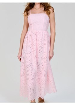Sinsay - Bawełniana ażurowa sukienka midi - różowy ze sklepu Sinsay w kategorii Sukienki - zdjęcie 187504001