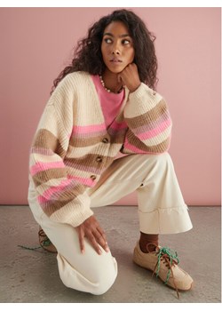 Roxy Kardigan Marble Tiles Stripe ERJSW03669 Beżowy Regular Fit ze sklepu MODIVO w kategorii Swetry damskie - zdjęcie 187506234