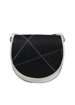 srebrna listonoszka damska listonoszka   z czarną klapą Zuza ze sklepu Słoń Torbalski w kategorii Listonoszki - zdjęcie 187506701