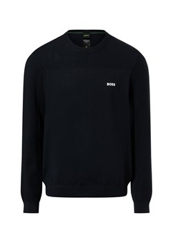 BOSS Green Męski sweter z zawartością merynosów - Momentum Mężczyźni Sztuczne włókno granatowy jednolity ze sklepu vangraaf w kategorii Swetry męskie - zdjęcie 187506753