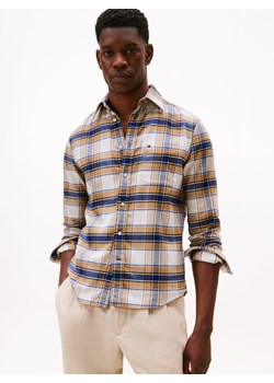 Tommy Hilfiger Męska koszula flanelowa Mężczyźni Regular Fit Bawełna beżowy w kratkę ze sklepu vangraaf w kategorii Koszule męskie - zdjęcie 187506780