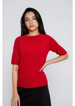 Sweter z krótkimi rękawami czerwony ze sklepu Moodo.pl w kategorii Swetry damskie - zdjęcie 187506870