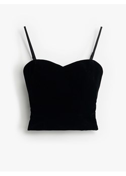 Mohito - Welurowy czarny top - czarny ze sklepu Mohito w kategorii Bluzki damskie - zdjęcie 187506992