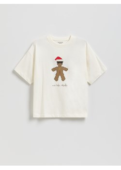 Reserved - Świąteczny t-shirt - złamana biel ze sklepu Reserved w kategorii T-shirty chłopięce - zdjęcie 187507120