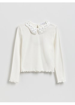 Reserved - Koszulka z aplikacją - złamana biel ze sklepu Reserved w kategorii Bluzki dziewczęce - zdjęcie 187507264