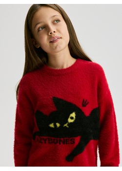 Reserved - Sweter z dzianiny z długim włosem - czerwony ze sklepu Reserved w kategorii Swetry dziewczęce - zdjęcie 187507643