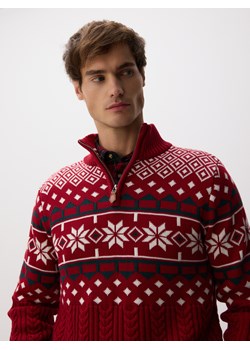 Reserved - Sweter ze świątecznym wzorem - czerwony ze sklepu Reserved w kategorii Swetry męskie - zdjęcie 187507730