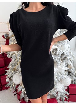 Czarna Prosta Połyskująca Sukienka ze sklepu ModnaKiecka.pl w kategorii Sukienki - zdjęcie 187508440