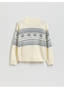 Reserved - Sweter ze wzorem - złamana biel ze sklepu Reserved w kategorii Bluzy chłopięce - zdjęcie 187508814