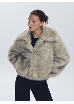 Reserved - Sztuczne futerko z kołnierzem - jasnoszary ze sklepu Reserved w kategorii Futra damskie - zdjęcie 187508854