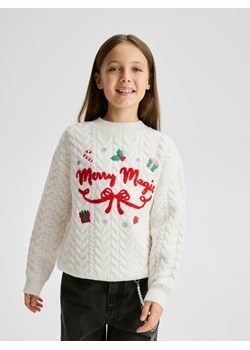 Reserved - Świąteczny sweter - złamana biel ze sklepu Reserved w kategorii Swetry dziewczęce - zdjęcie 187508994