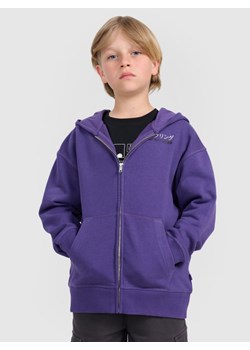 Chłopięca bluza rozpinana z kapturem 4F 4FJRAW25TSWSM2346 - fioletowa ze sklepu Sportstylestory.com w kategorii Bluzy chłopięce - zdjęcie 187509172