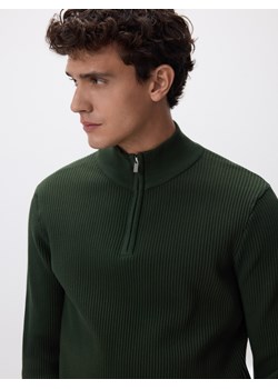 Reserved - Sweter z rozpinaną stójką - ciemnozielony ze sklepu Reserved w kategorii Swetry męskie - zdjęcie 187510303