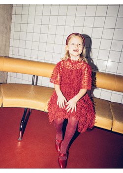 Reserved - Tiulowa sukienka z kokardkami - czerwony ze sklepu Reserved w kategorii Sukienki dziewczęce - zdjęcie 187510371