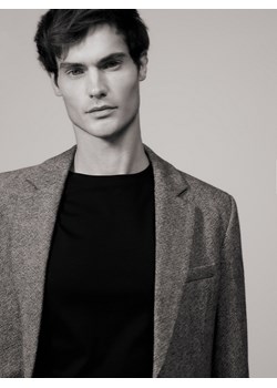 Reserved - T-shirt slim z bawełny merceryzowanej - czarny ze sklepu Reserved w kategorii T-shirty męskie - zdjęcie 187510422