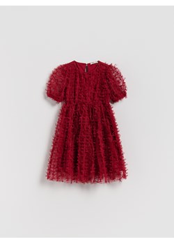 Reserved - Tiulowa sukienka w kokardki - czerwony ze sklepu Reserved w kategorii Sukienki dziewczęce - zdjęcie 187510484