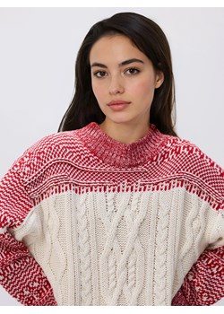 Reserved - Sweter z ozdobnym splotem - wielobarwny ze sklepu Reserved w kategorii Swetry damskie - zdjęcie 187510490