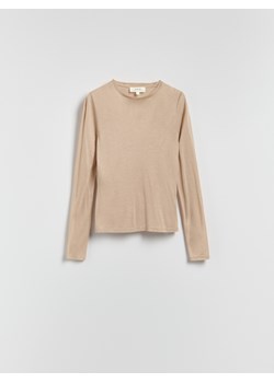 Reserved - Longsleeve z dodatkiem kaszmiru - beżowy ze sklepu Reserved w kategorii Bluzki damskie - zdjęcie 187510584