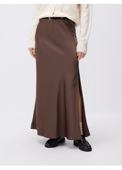 Reserved - Satynowa spódnica midi - brązowy ze sklepu Reserved w kategorii Spódnice - zdjęcie 187511082