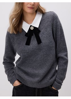 Reserved - Sweter z ozdobnym kołnierzem - szary ze sklepu Reserved w kategorii Swetry damskie - zdjęcie 187511171
