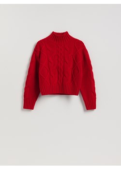 Reserved - Wełniany sweter z golfem - czerwony ze sklepu Reserved w kategorii Swetry damskie - zdjęcie 187511770
