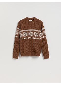 Reserved - Sweter z warkoczowym splotem - brązowy ze sklepu Reserved w kategorii Swetry męskie - zdjęcie 187511801