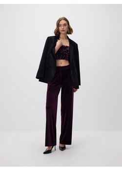 Reserved - Welurowe spodnie - ciemnofioletowy ze sklepu Reserved w kategorii Spodnie damskie - zdjęcie 187511834