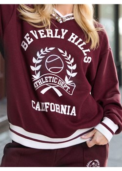 Sinsay - Bluza crewneck z nadrukiem - bordowy ze sklepu Sinsay w kategorii Bluzy damskie - zdjęcie 187513400