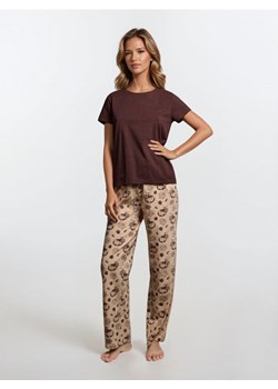Sinsay - Bawełniana piżama dwuczęściowa - brązowy ze sklepu Sinsay w kategorii Piżamy damskie - zdjęcie 187513444