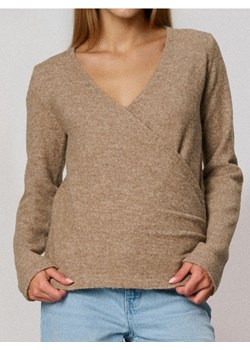 Sinsay - Sweter z kopertowym dekoltem z domieszką wełny - brązowy ze sklepu Sinsay w kategorii Swetry damskie - zdjęcie 187513472