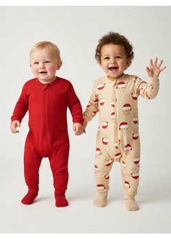 Sinsay - Bawełniany pajacyk z motywem świątecznym 2 pack - kremowy ze sklepu Sinsay w kategorii Piżamy dziecięce - zdjęcie 187513562
