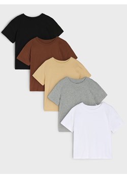 Sinsay - Bawełniane koszulki 5 pack - biały ze sklepu Sinsay w kategorii T-shirty chłopięce - zdjęcie 187513643