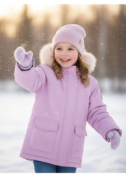 Sinsay - Kurtka z kapturem obszytym futerkiem - fioletowy ze sklepu Sinsay w kategorii Kurtki dziewczęce - zdjęcie 187513671