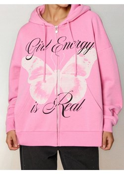 Sinsay - Bluza zip hoodie z nadrukiem - różowy ze sklepu Sinsay w kategorii Bluzy damskie - zdjęcie 187513680