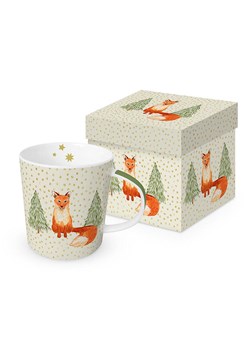 ppd Kubek jumbo &quot;Snowflakes &amp; Fox&quot; w kolorze kremowo-pomarańczowym - 350 ml ze sklepu Limango Polska w kategorii Naczynia - zdjęcie 187515300