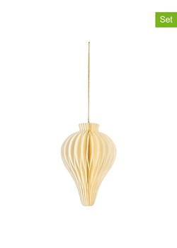 Clayre &amp; Eef Bombki papierowe (2 szt.) w kolorze kremowym - wys. 10 x Ø 8 cm ze sklepu Limango Polska w kategorii Dekoracje bożonarodzeniowe - zdjęcie 187515542