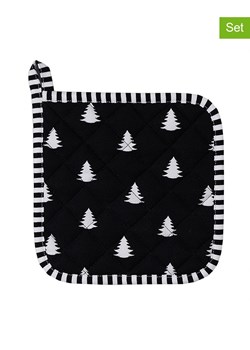 Clayre &amp; Eef Łapki kuchenne (2 szt.) w kolorze biało-czarnym - 20 x 20 cm ze sklepu Limango Polska w kategorii Tekstylia kuchenne - zdjęcie 187515994