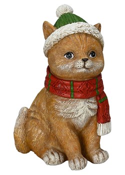 POSIWIO Figurka dekoracyjna &quot;Winter Cat&quot; w kolorze jasnobrązowym - 10 x 17,5 x 11 cm ze sklepu Limango Polska w kategorii Dekoracje - zdjęcie 187516023